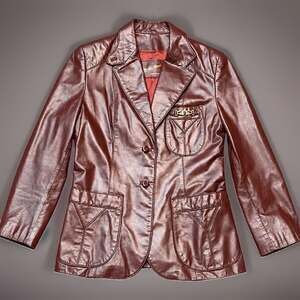 Vintage Etienne Aigner Genuine Leather Blazer Burgundy Jacket Women's 12P